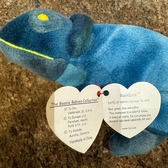 Ty Beanie Baby Rainbow 🌈 The Chameleon DOB October 14, 1997 - Picture 5 of 6